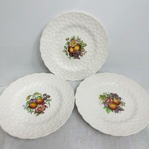 3 Copeland Spode Alden J Price‎ Embossed Daisy Border Fruit Flower 1/2/3 Plates